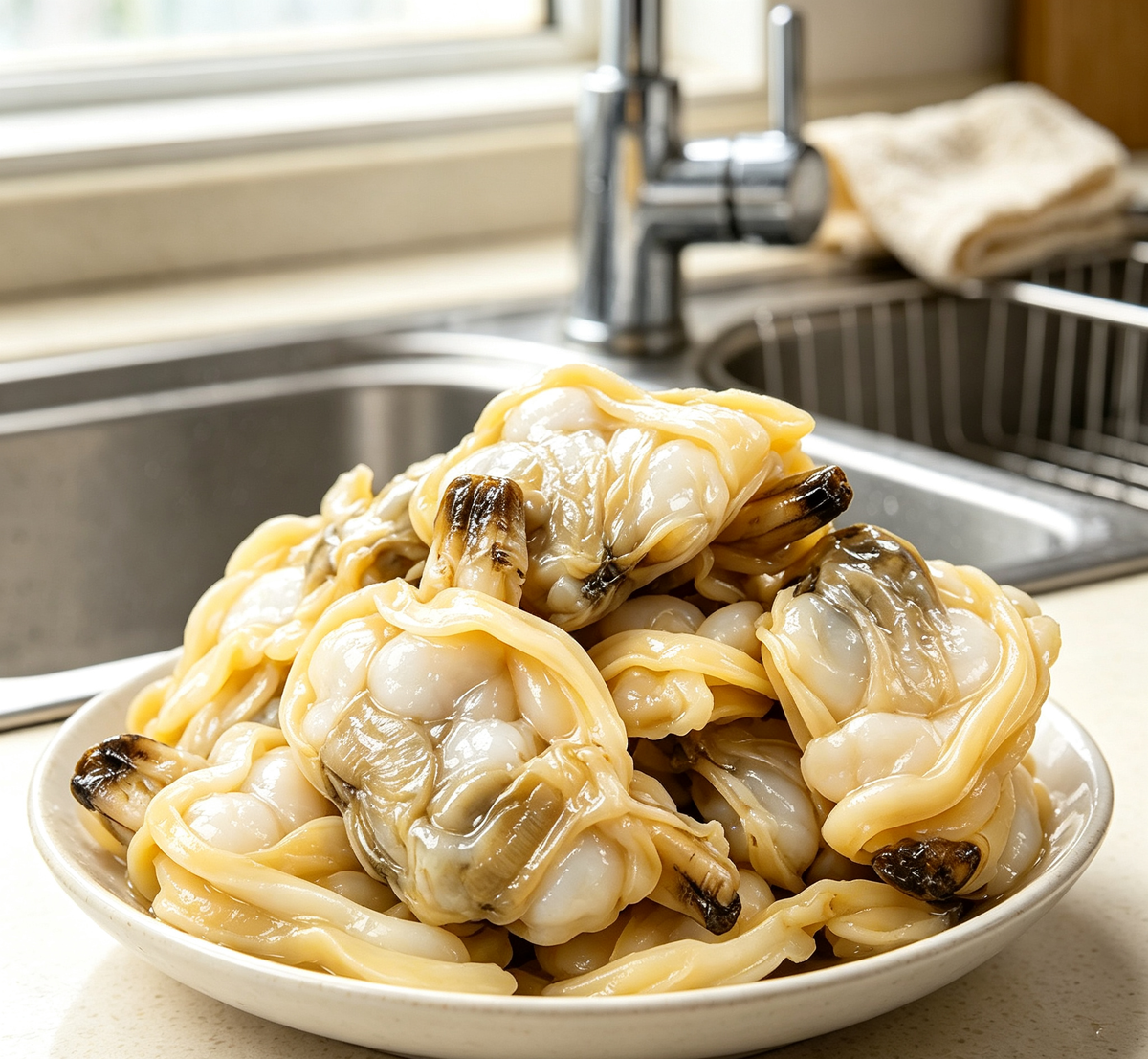 Freshly Prepared Scallop Clusters: A Gourmet Seafood Delight