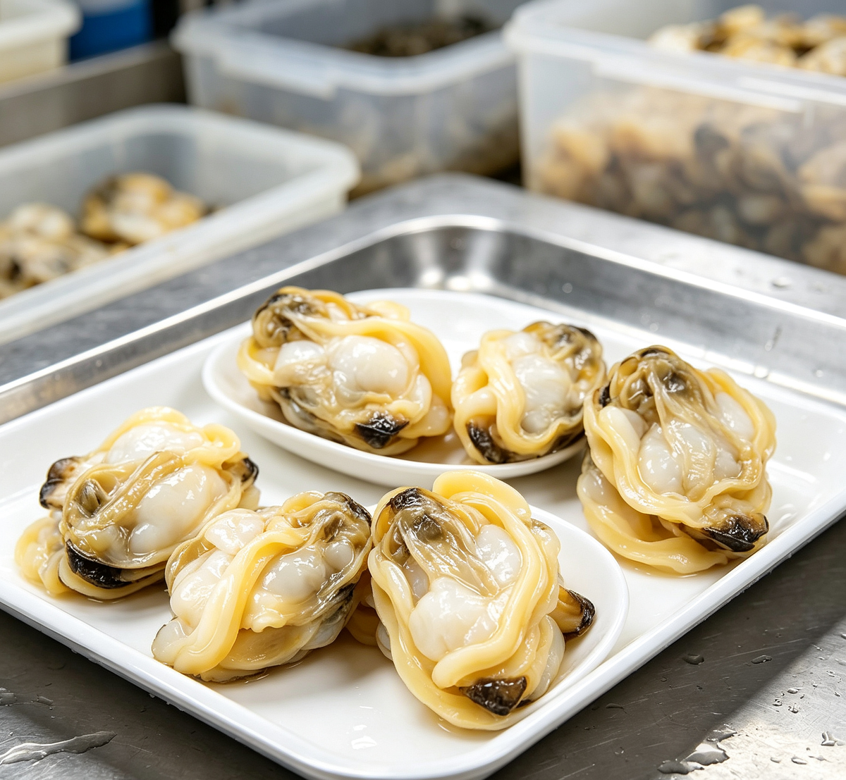 Freshly Prepared Scallop Clusters: A Gourmet Seafood Delight